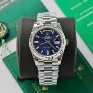 Alternative view of Superclone Rolex Day-Date Bright Blue Diamond Dial 128239-0069 36 mm