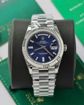 Alternative view of Superclone Rolex Day-Date Bright Blue Diamond Dial 128239-0069 36 mm