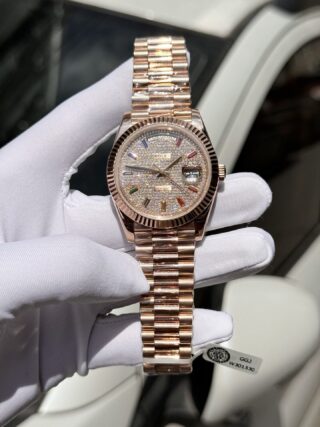 Alternative view of Superclone Rolex Day-Date Diamond-Paved Dial 128235-0039 36 mm