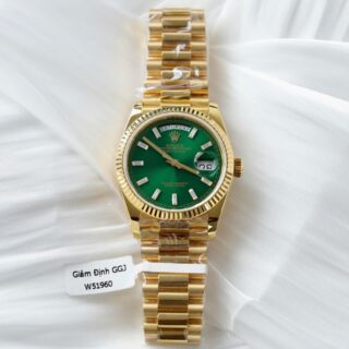 Alternative view of Superclone Rolex Day-Date Bright Green Diamond Dial 128238-0130 36 mm