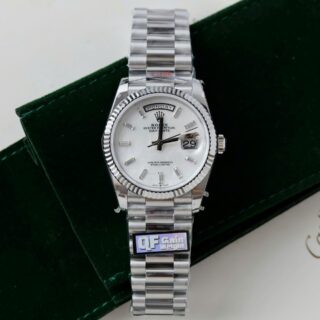 Alternative view of Superclone Rolex Day-Date White Mother-of-Pearl Diamond Dial 128236-0021 36 mm