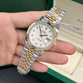 Datejust Pearl Dial Fluted Bezel Two Toned Gold Jubilee Bracelet