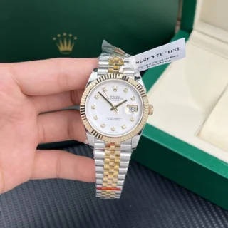Datejust Pearl Dial Fluted Bezel Two Toned Gold Jubilee Bracelet