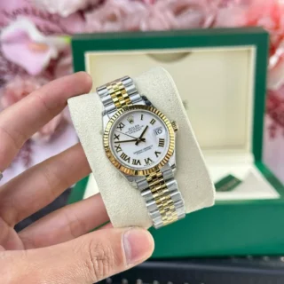 Datejust White Dial Fluted Bezel Two Tone Jubilee Bracelet