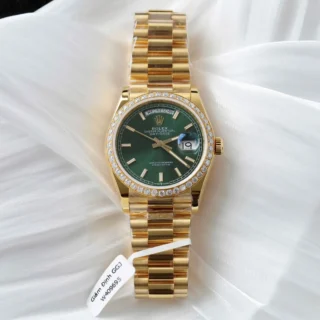 Day Date Green Dial Diamond Bezel Presidential Bracelet