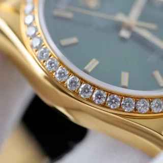 Day-Date Green Dial Diamond Bezel Gold Presidential Bracelet