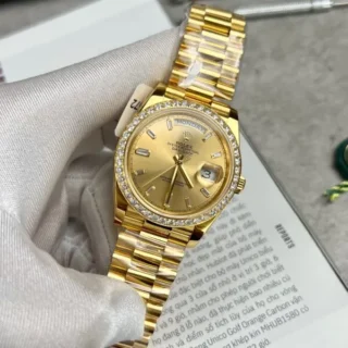 Day-Date Champagne Dial Diamond Bezel Gold Presidential Dial