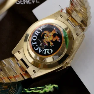 Day-Date Green Ombre Dial Fluted Bezel Yellow Presidential Bracelet