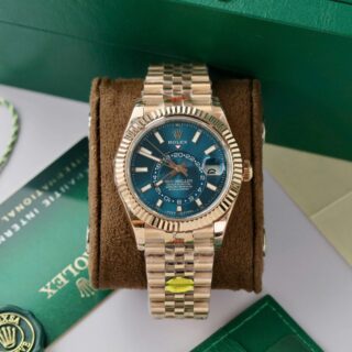 Sky Dweller Blue Dial Fluted Bezel Jubilee Bracelet