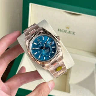 Sky Dweller Blue Dial Fluted Bezel Oyster Bracelet