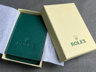 Inside view of Green Watch Pouch – Soft suede lining and secure snap closure