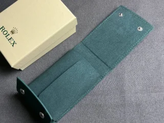 Open Green Watch Roll Pouch – High-quality stitching and secure metal snaps