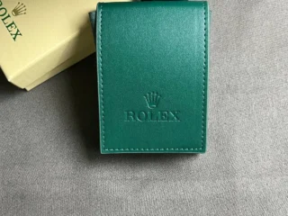 Premium Green Watch Pouch – Luxury Travel Case with Embossed Crown Logo