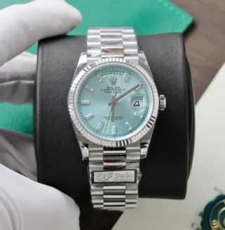 Alternative view of Superclone Rolex Day-Date Ice Blue Diamond Dial 128236-0009 36 mm